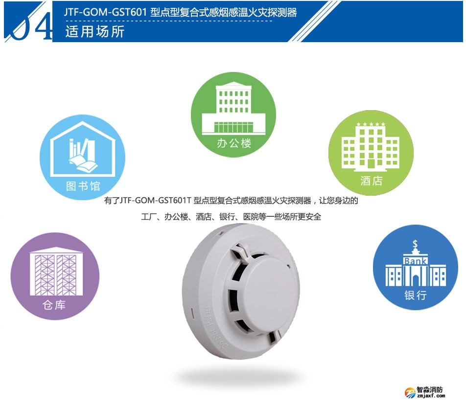 JTF-GOM-GST601T點型復(fù)合式感煙感溫火災(zāi)探測器應(yīng)用場所