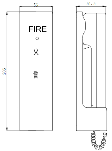 GST-TS-100A型消防電話分機外形結(jié)構(gòu)圖