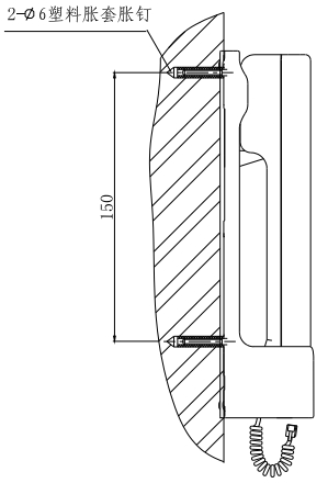 GST-TS-100A 型消防電話分機安裝示意圖