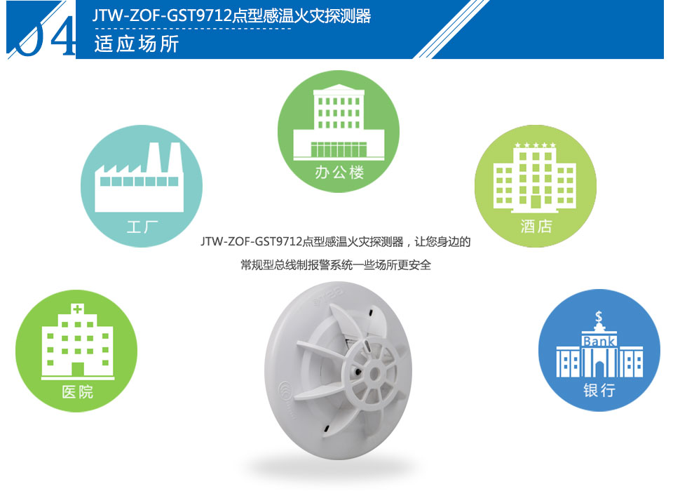 JTW-ZOF-GST9712點(diǎn)型感溫火災(zāi)探測(cè)器應(yīng)用場(chǎng)所