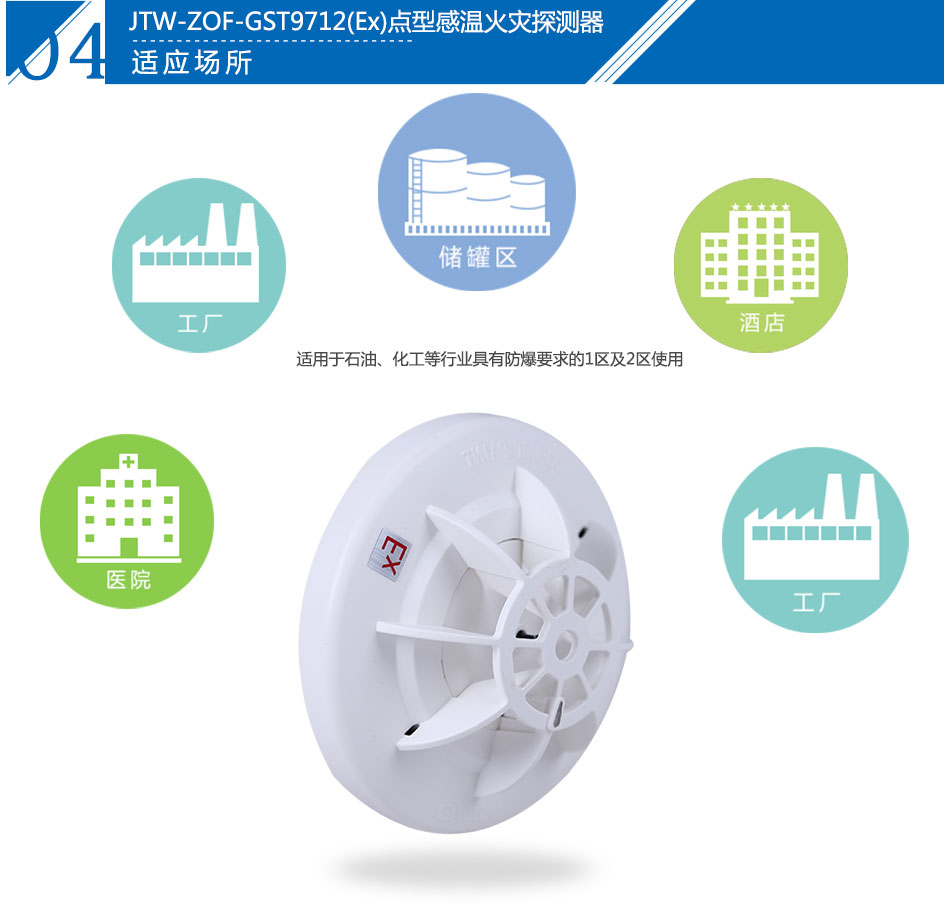 JTW-ZOF-GST9712(EX)點型感溫火災(zāi)探測器產(chǎn)品應(yīng)用場所